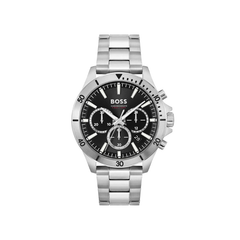 Hugo Boss Troper Chronograph Black Dial Silver Stainless Steel Metal Bracelet Men’s Watch – 1514057