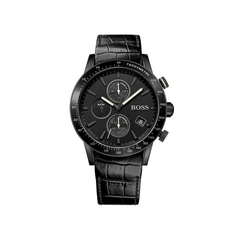 Hugo Boss Rafale Chronograph Black Dial Black Leather Strap Watch – 1513389