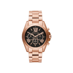 Michael Kors Bradshaw Chronograph Black Dial Rose Gold‑Tone Stainless Steel Bracelet – MK5854