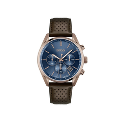 Hugo Boss Champion Chronograph Blue Dial Brown Leather Strap Watch – 1513817