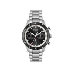 Hugo Boss Santiago Chronograph Black Dial Silver Stainless Steel Metal Bracelet Men’s Watch – 1513862