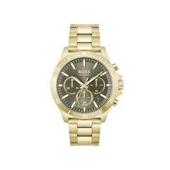 Hugo Boss Troper Chronograph Olive Green Dial Gold Stainless Steel Metal Bracelet Men’s Watch – 1514059