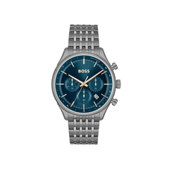 Hugo Boss Gregor Chronograph Blue Dial Gray Stainless Steel Metal Bracelet Men’s Watch – 1514083