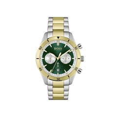Hugo Boss Santiago Chronograph Green Dial Silver & Gold Stainless Steel Bracelet Watch – 1513872