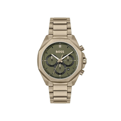 Hugo Boss Cloud Chronograph Olive Green Dial Rose Gold Stainless Steel Metal Bracelet Men’s Watch – 1514019