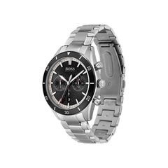 Hugo Boss Santiago Chronograph Black Dial Silver Stainless Steel Metal Bracelet Men’s Watch – 1513862