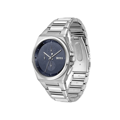 Hugo Boss Steer Chronograph Blue Dial Silver Stainless Steel Metal Bracelet Men’s Watch – 1514048