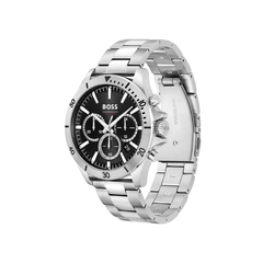 Hugo Boss Troper Chronograph Black Dial Silver Stainless Steel Metal Bracelet Men’s Watch – 1514057