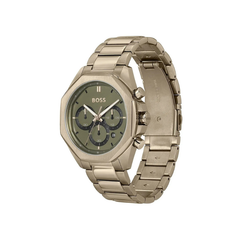 Hugo Boss Cloud Chronograph Olive Green Dial Rose Gold Stainless Steel Metal Bracelet Men’s Watch – 1514019