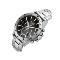 Hugo Boss Troper Chronograph Black Dial Silver Stainless Steel Metal Bracelet Men’s Watch – 1514057