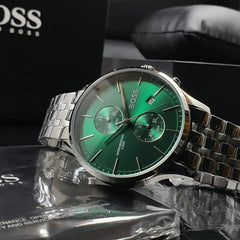 Hugo Boss Associate Chronograph Green Dial Stainless Steel Bracelet Watch – 1513975
