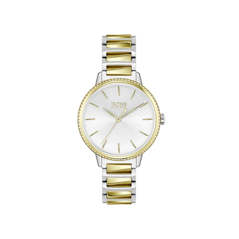 Hugo Boss Signature Silver Dial Silver & Gold Stainless Steel Bracelet Watch – 1502568