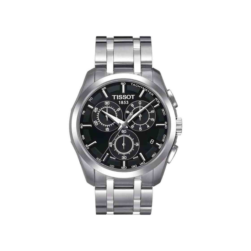 Tissot Couturier Chronograph Black Dial Stainless Steel Watch – T035.617.11.051.00