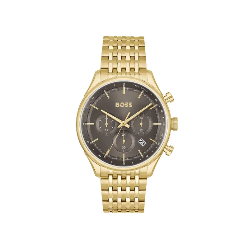 Hugo Boss Gregor Chronograph Gray Dial Gold Stainless Steel Metal Bracelet Men’s Watch – 1514051