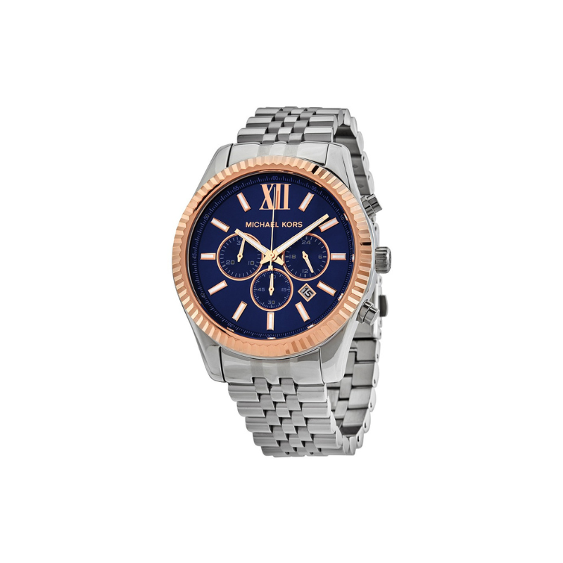 Michael Kors Lexington Chronograph Blue Dial Gold-Tone Stainless Steel Bracelet – MK8689