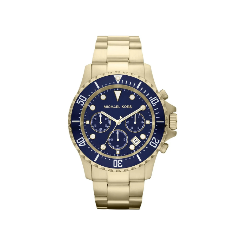 Michael Kors Everest Chronograph Navy Blue Dial Gold‑Tone Stainless Steel Bracelet – MK8267