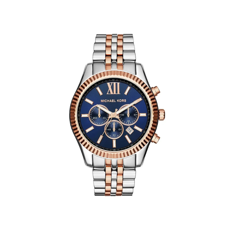 Michael Kors Lexington Chronograph Two-Tone Blue Dial Watch - MK8412