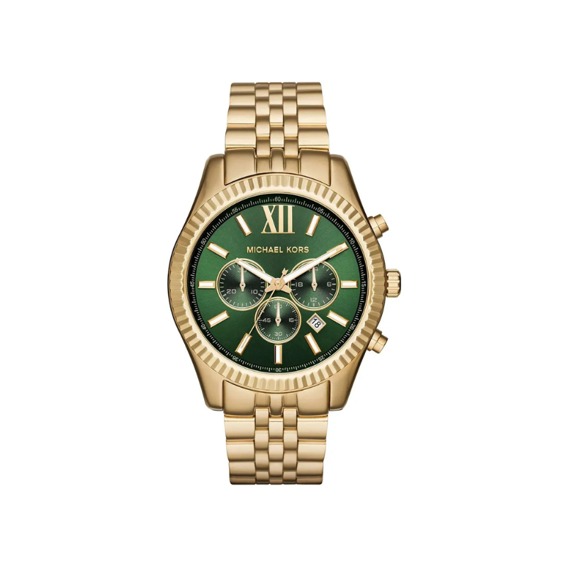 Michael Kors Lexington Chronograph Gold-Tone Green Dial Watch - MK8446