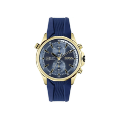Hugo Boss Globetrotter Chronograph Blue Dial Blue Rubber Strap Watch – 1513822