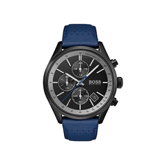 Hugo Boss Grand Prix Chronograph Black Dial Navy Leather Strap Watch – 1513563