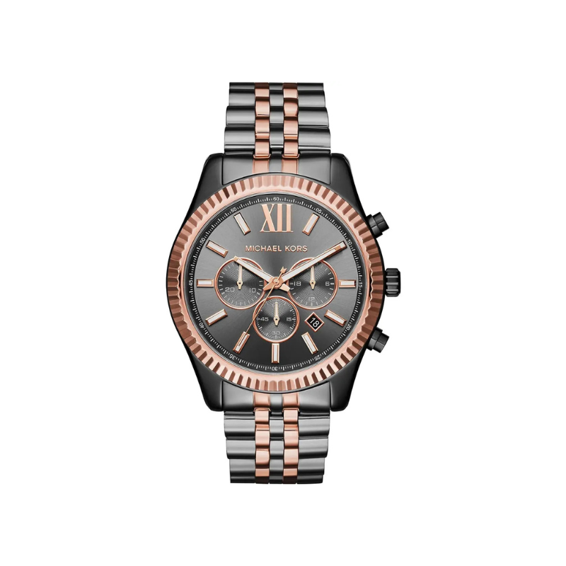 Michael Kors Dylan Chronograph Gray Dial Gray & Rose Gold Stainless Steel Bracelet – MK8561