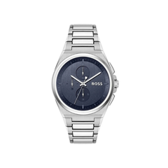 Hugo Boss Steer Chronograph Blue Dial Silver Stainless Steel Metal Bracelet Men’s Watch – 1514048