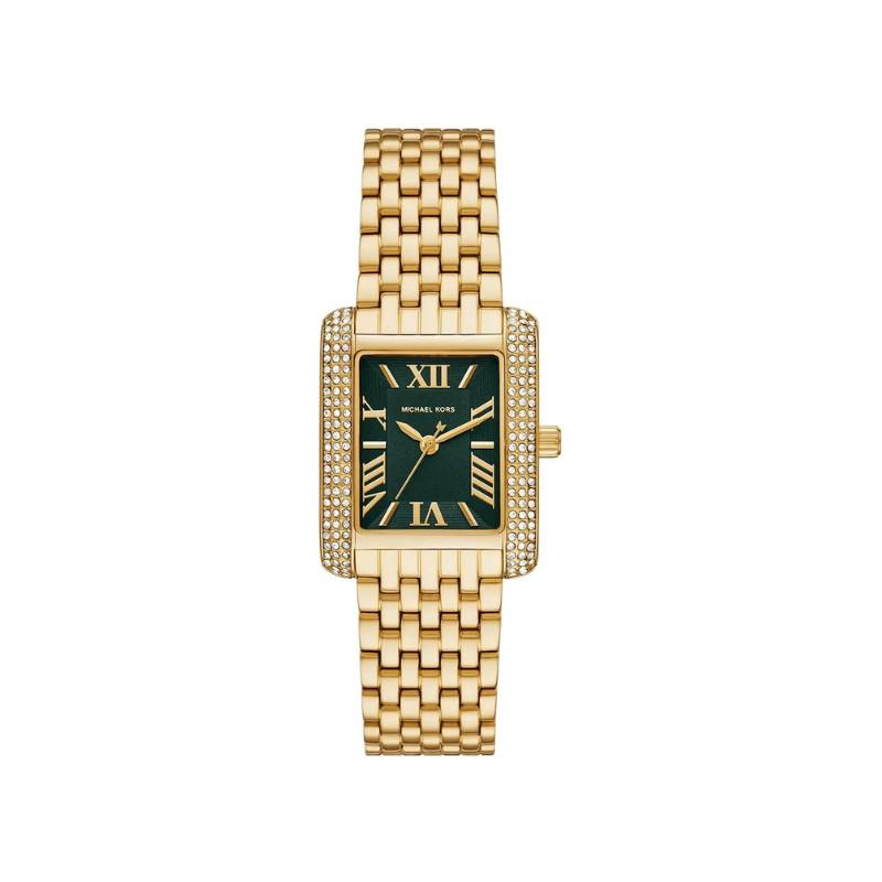 Michael Kors Petite Emery Pavé Green Dial Gold‑Tone Stainless Steel Bracelet – MK4742