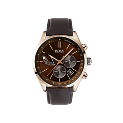Hugo Boss Grand Prix Chronograph Brown Dial Brown Leather Strap Watch – 1513605