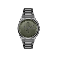 Hugo Boss Steer Chronograph Green Dial Gray Stainless Steel Metal Bracelet Men’s Watch – 1514045