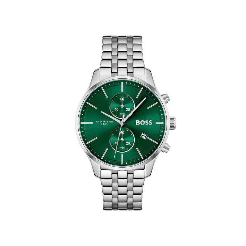 Hugo Boss Associate Chronograph Green Dial Stainless Steel Bracelet Watch – 1513975