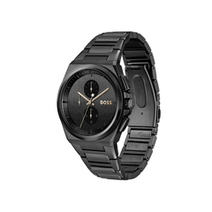 Hugo Boss Steer Chronograph Black Dial Black Stainless Steel Bracelet Men’s Watch – 1514068