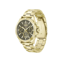 Hugo Boss Troper Chronograph Olive Green Dial Gold Stainless Steel Metal Bracelet Men’s Watch – 1514059