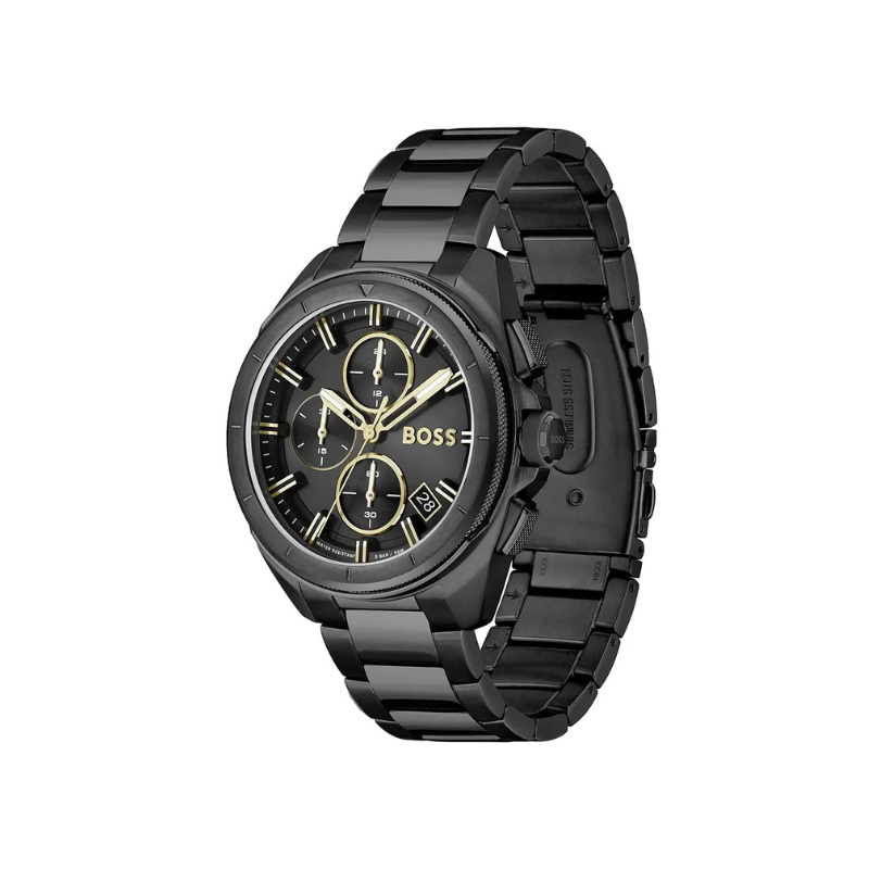 Hugo Boss Volane Chronograph Black Dial Black Stainless Steel Bracelet Watch – 1513950