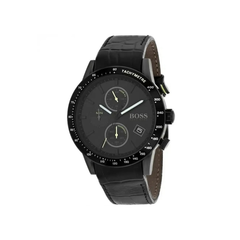 Hugo Boss Rafale Chronograph Black Dial Black Leather Strap Watch – 1513389