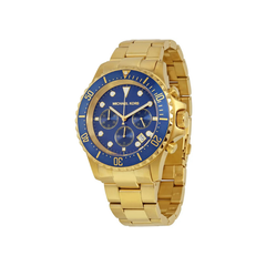 Michael Kors Everest Chronograph Navy Blue Dial Gold‑Tone Stainless Steel Bracelet – MK8267