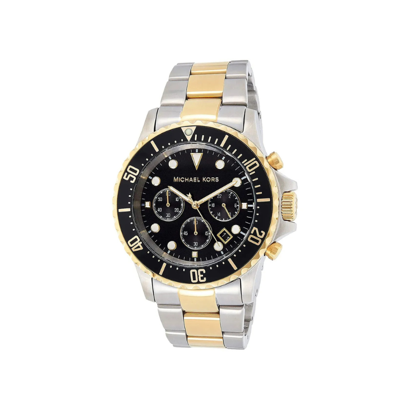 Michael Kors Everest Chronograph Black Dial Two‑Tone Stainless Steel Bracelet – MK8311