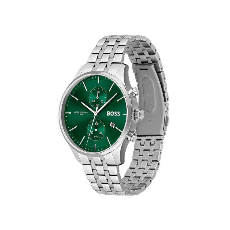 Hugo Boss Associate Chronograph Green Dial Stainless Steel Bracelet Watch – 1513975