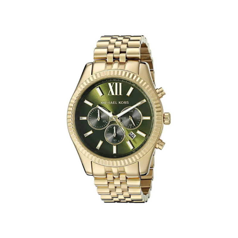 Michael Kors Lexington Chronograph Gold-Tone Green Dial Watch - MK8446