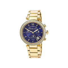 Michael Kors Parker Chronograph Blue Dial Gold‑Tone Stainless Steel Bracelet – MK6262