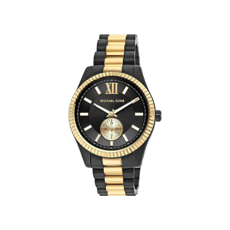 Michael Kors Lexington Chronograph Black Dial Black & Gold-Tone Stainless Steel Bracelet – MK8948