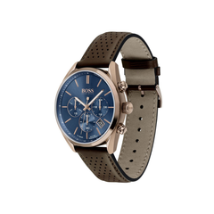 Hugo Boss Champion Chronograph Blue Dial Brown Leather Strap Watch – 1513817