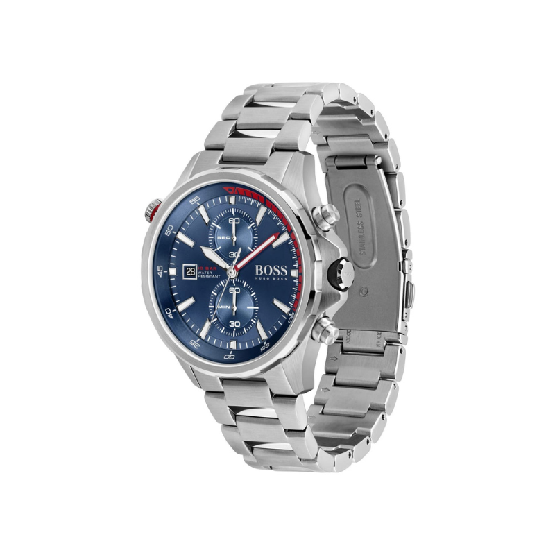 Hugo Boss Globetrotter Chronograph Blue Dial Stainless Steel Bracelet Watch – 1513823