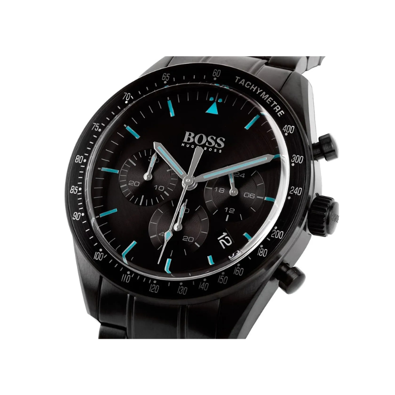 Hugo Boss Trophy Chronograph Black Dial Black Stainless Steel Bracelet Watch – 1513675