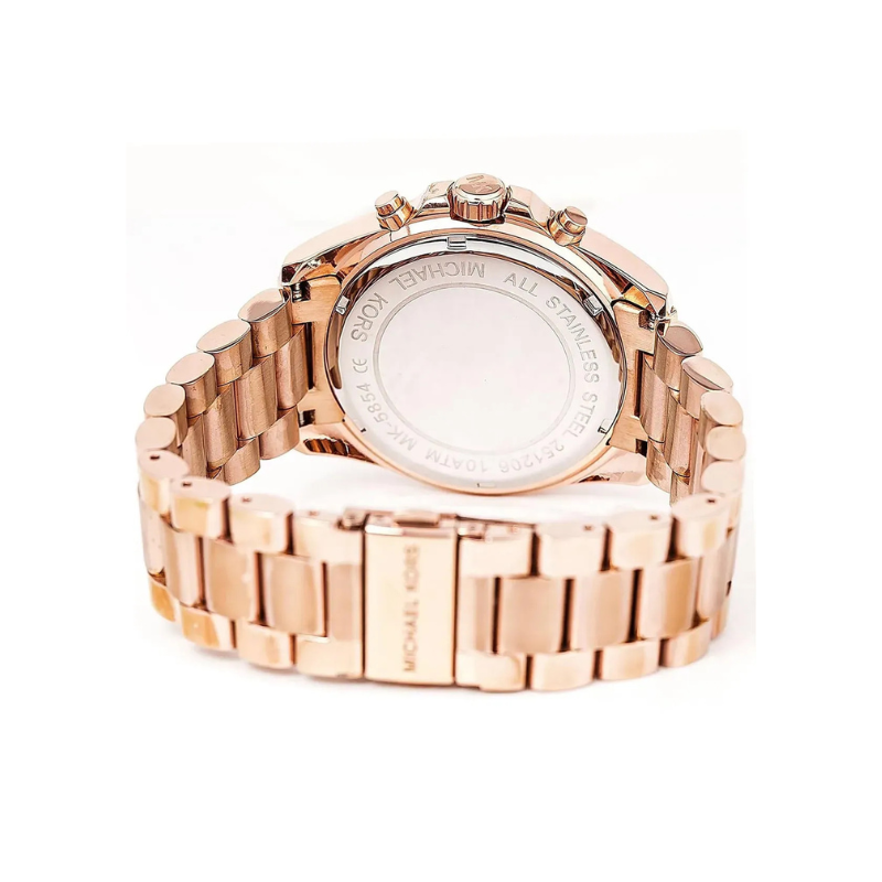 Michael Kors Bradshaw Chronograph Black Dial Rose Gold‑Tone Stainless Steel Bracelet – MK5854