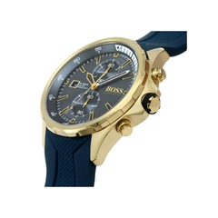 Hugo Boss Globetrotter Chronograph Blue Dial Blue Rubber Strap Watch – 1513822