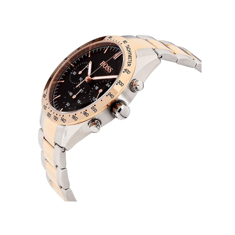 Hugo Boss Talent Chronograph Black Dial Silver & Rose Gold Stainless Steel Bracelet Watch – 1513584