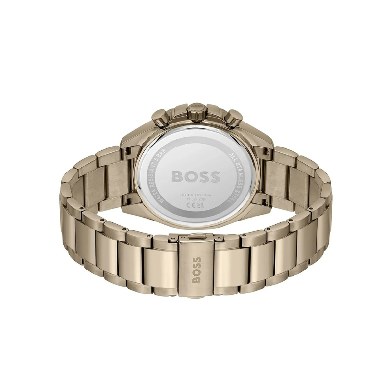 Hugo Boss Cloud Chronograph Olive Green Dial Rose Gold Stainless Steel Metal Bracelet Men’s Watch – 1514019