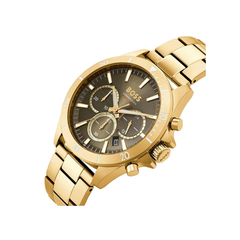 Hugo Boss Troper Chronograph Olive Green Dial Gold Stainless Steel Metal Bracelet Men’s Watch – 1514059