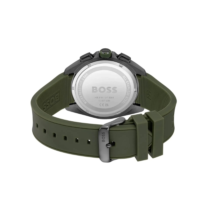 Hugo Boss Volane Chronograph Gray Dial Green Silicone Strap Watch – 1513952