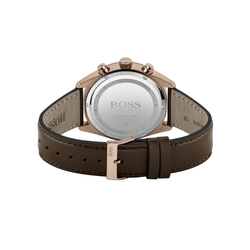 Hugo Boss Champion Chronograph Blue Dial Brown Leather Strap Watch – 1513817